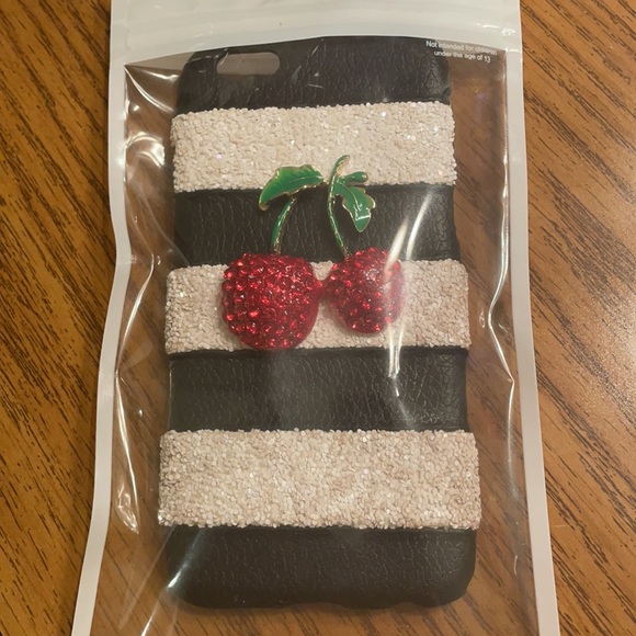🌟Bedazzled Cherry glitter striped iPhone 6/6S case - Picture 3 of 4